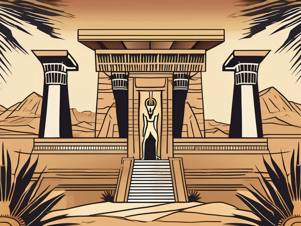 An ancient egyptian temple with symbolic hieroglyphics