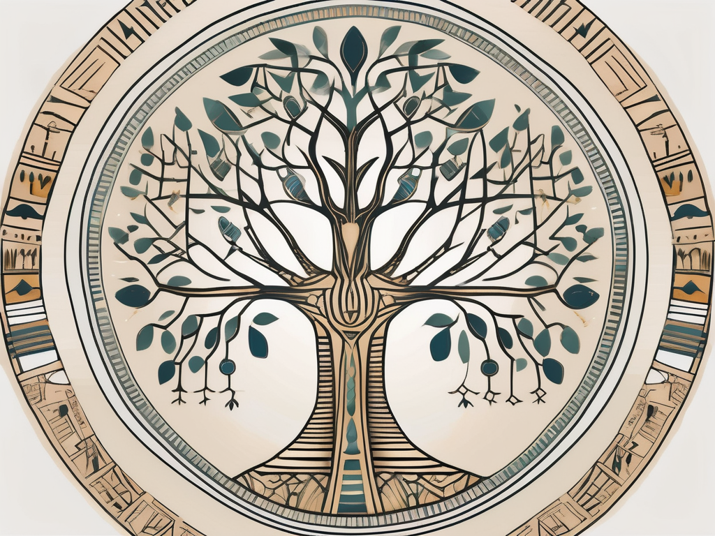 An intricate tree made of ancient egyptian symbols