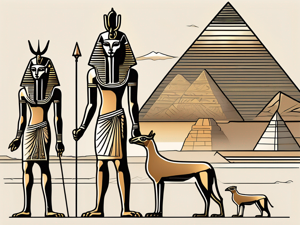 Various egyptian animal gods such as the falcon-headed horus