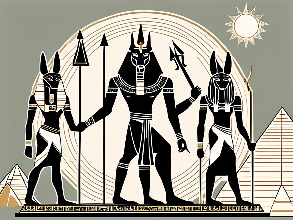 Several iconic egyptian gods like anubis