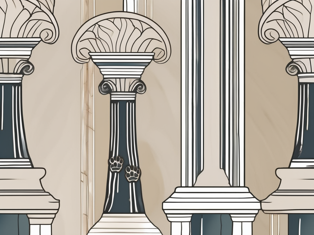 Ancient roman pillars and scrolls
