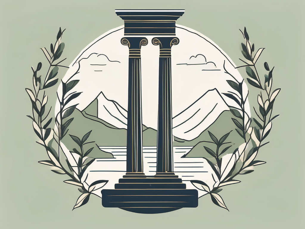 Ancient greek symbols such as an olive branch
