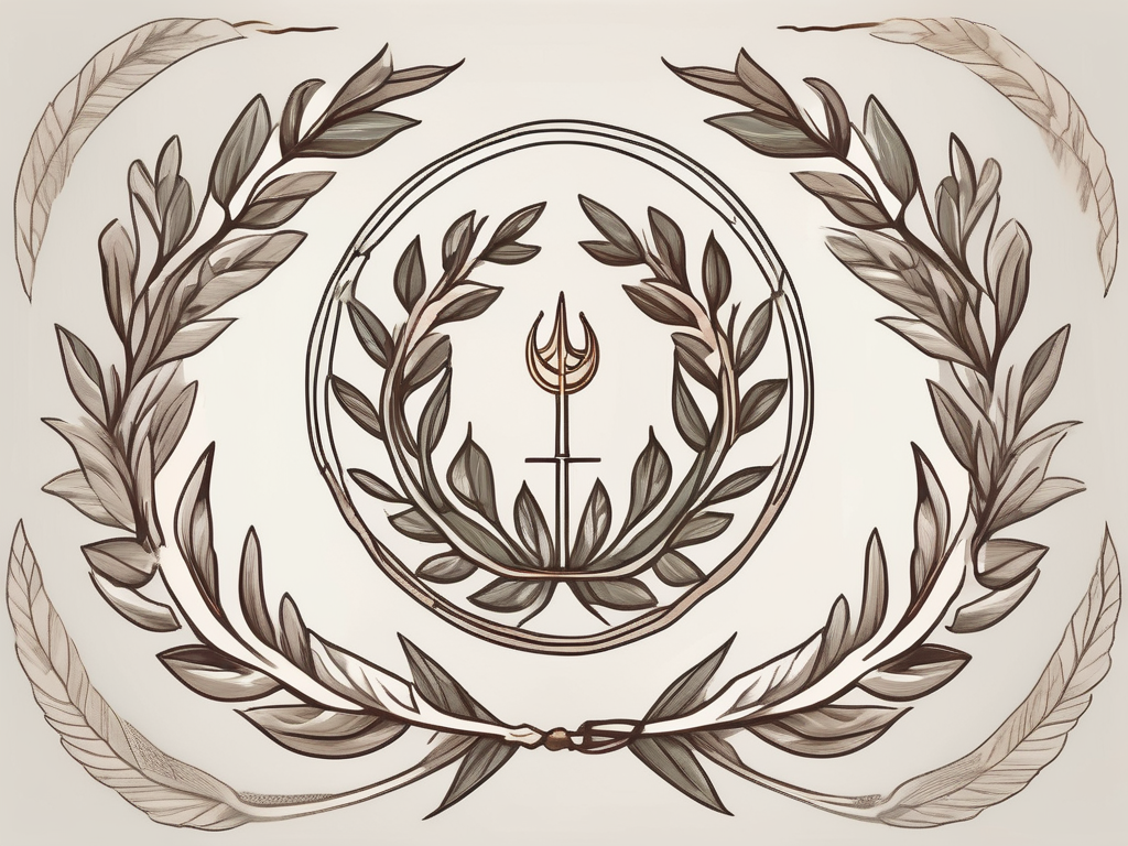 Ancient roman symbols like a laurel wreath and a scroll